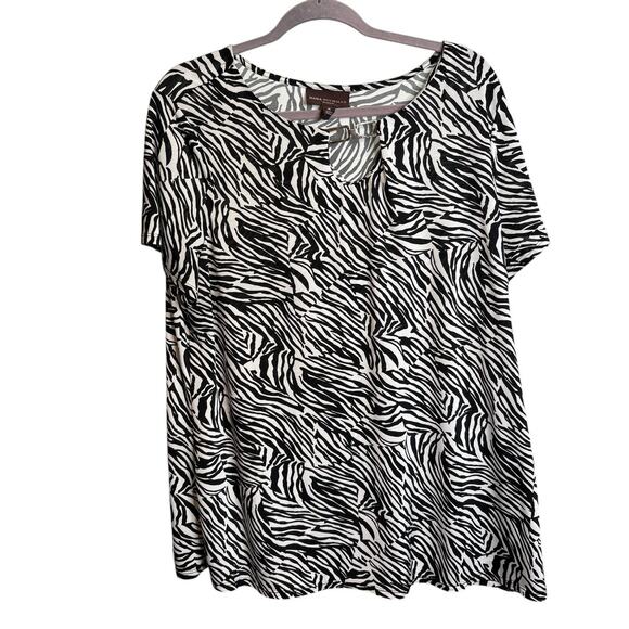Dana Buchman Women's Zebra Blouse Size 1X Career Office Professional Stretchy - Picture 1 of 9